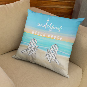 Coastal Beach House Waterverf Custom Kussen