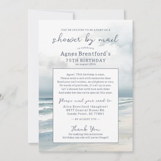 Coastal Beach Kaart Douche per Mail Verjaardag (Voorkant)