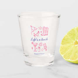 Coastal Beach Life Blue Pink Favorites Birthday Shot Glas