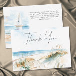 Coastal Beach Modern Watercolor Wedding Bedankkaart<br><div class="desc">This elegant beach watercolor wedding thank you card featuring tranquil seas and ocean hues. Perfect for seaside weddings,  this minimalist coastal design offers a romantic,  modern look that sets the tone for a relaxed yet refined celebration. Created by Simply Farmhouse Press.</div>
