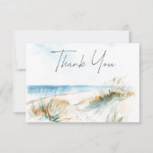 Coastal Beach Modern Watercolor Wedding Bedankkaart (Voorkant)