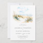 Coastal Beach Modern Watercolor Wedding Kaart (Voorkant)