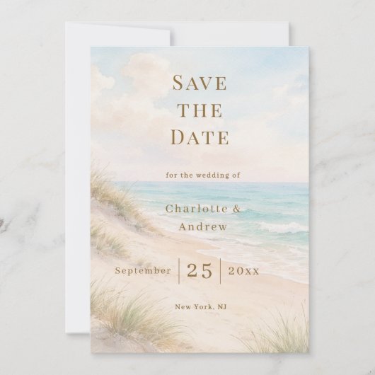 Coastal beach modern wedding save the date (Voorkant)