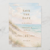 Coastal beach modern wedding save the date (Voorkant / Achterkant)