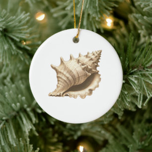 Coastal/beach/nautical seashell keramisch ornament