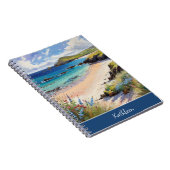 Coastal Beach Sand Seaside Ocean Waterverf Aangepa Notitieboek (Rechterzijde)