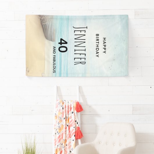 Coastal Beach Scene 40e verjaardag Spandoek (Insitu)