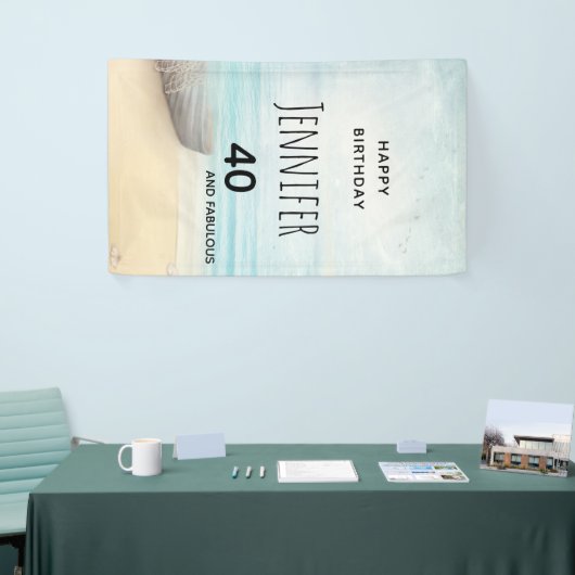 Coastal Beach Scene 40e verjaardag Spandoek (Beurs)