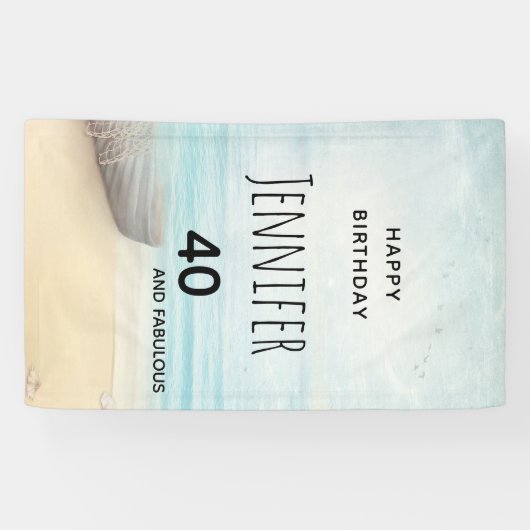 Coastal Beach Scene 40e verjaardag Spandoek (Horizontaal)