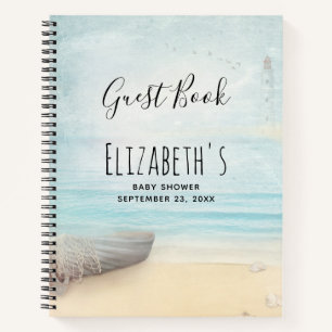 Coastal Beach Scene Baby shower Gastenboek Notitieboek
