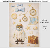 Coastal Beach Scene Background FG7 Decoupage Tissuepapier