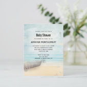 Coastal Beach Scene met Boot & Vuurtoren Invitat Uitnodiging Briefkaart (Staand voorkant)