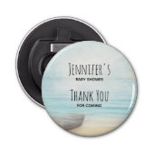 Coastal Beach Scene met een Boat Baby shower Button Flesopener (Voorkant)