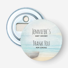 Coastal Beach Scene met een Boat Baby shower Button Flesopener