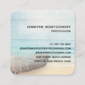 Coastal Beach Scene met een Gevist Boot Business C Vierkante Visitekaartje (Achterkant)