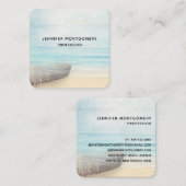 Coastal Beach Scene met een Gevist Boot Business C Vierkante Visitekaartje (Voorkant / Achterkant)