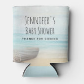 Coastal Beach Scene met Gevist Boot Baby shower Blikjeskoeler (Voorkant)