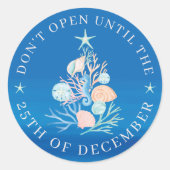 Coastal Beach Seashell gaat pas open met Kerstmis Ronde Sticker (Voorkant)