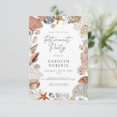 Coastal Beach Seashell Retirement Party Kaart (Staand voorkant)