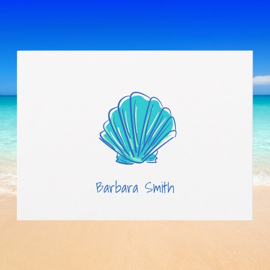 Coastal Beach Shell Blauw Bedankt Custom Notitiekaartje