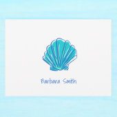 Coastal Beach Shell Blauw Bedankt Custom Notitiekaartje