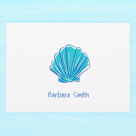 Coastal Beach Shell Blauw Bedankt Custom Notitiekaartje