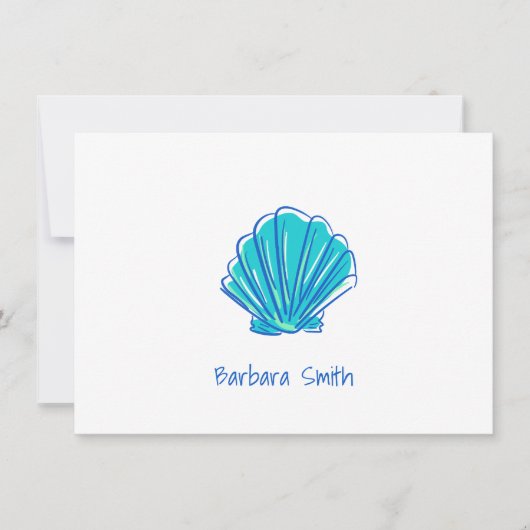 Coastal Beach Shell Blauw Bedankt Custom Notitiekaartje (Voorkant)