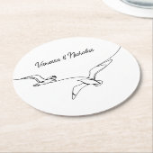 Coastal Beach Summer Vacation Wedding Engagement Ronde Kartonnen Onderzetter (Gebogen)