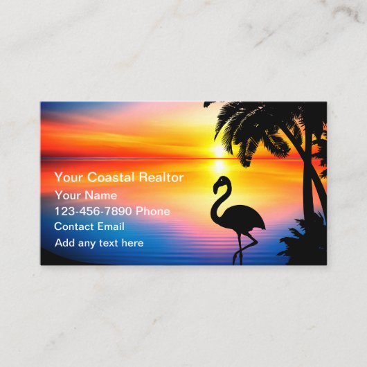 Coastal Beach Theme Realtor  Visitekaartje (Voorkant)