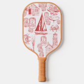 Coastal Beach Town Toile - Nautisch Seaside Patter Pickleball Paddle (Voorkant)