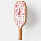 Coastal Beach Town Toile - Nautisch Seaside Patter Pickleball Paddle (Links)