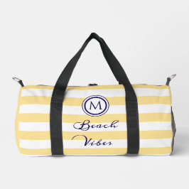 Coastal Beach Vibe Geel Witte Strepen Monogram Plunjezak