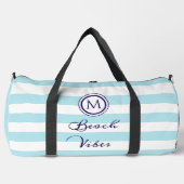 Coastal Beach Vibe Nautische Strepen Monogrammed Plunjezak (Voorkant)