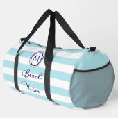 Coastal Beach Vibe Nautische Strepen Monogrammed Plunjezak (Rechterhoek)