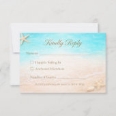 Coastal Beach Wedding RSVP Card Starfish Kaartje (Voorkant)