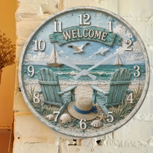 Coastal Beach Welcome Nautical Ocean Decor Grote Klok