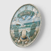 Coastal Beach Welcome Nautical Ocean Decor Grote Klok (Hoek)