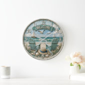 Coastal Beach Welcome Nautical Ocean Decor Grote Klok (Huis)