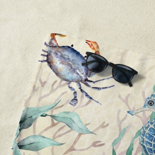 Coastal Beach Zee leven gepersonaliseerd Strandlaken (In situ)