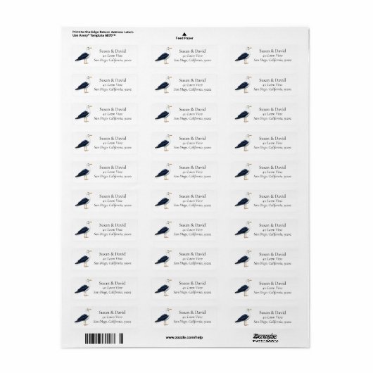 Coastal Bird Seagull Gepersonaliseerd adres Etiket (Full Sheet)