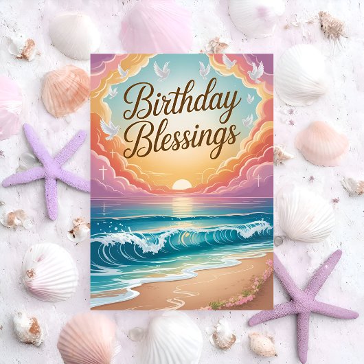 Coastal Birthday Blessings Kaart