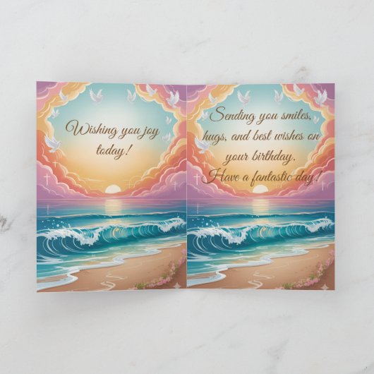 Coastal Birthday Blessings Kaart (Binnen)