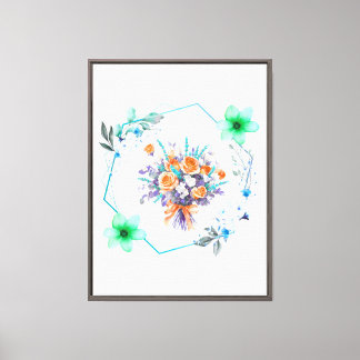 "Coastal Bloom – Bloemstuk Geometrische Muurkunst Canvas Afdruk