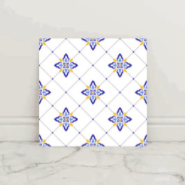 Coastal Blossom Minimal Blue Modern Mediterranean Tegeltje