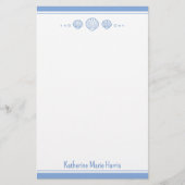 Coastal Blue and Scallop Seashells Personalized Briefpapier (Voorkant)