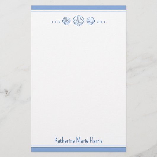 Coastal Blue and Scallop Seashells Personalized Briefpapier (Voorkant)