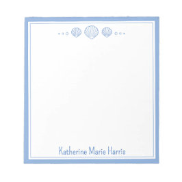Coastal Blue and Scallop Seashells Personalized Notitieblok