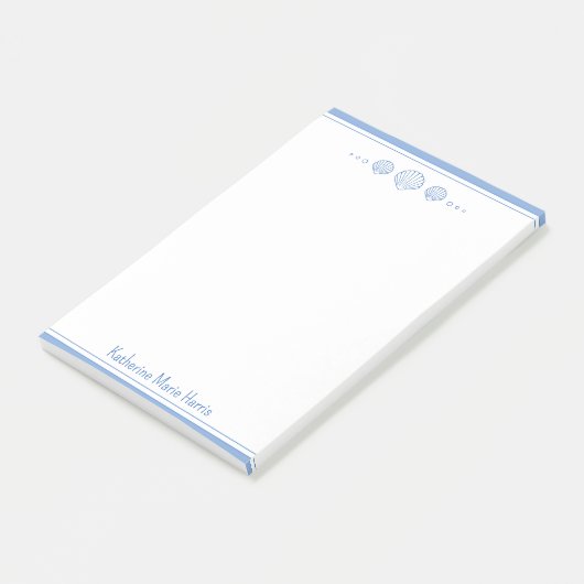 Coastal Blue and Scallop Seashells Personalized Post-it® Notes (Schuin)