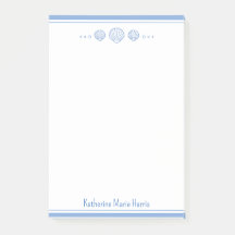 Coastal Blue and Scallop Seashells Personalized
