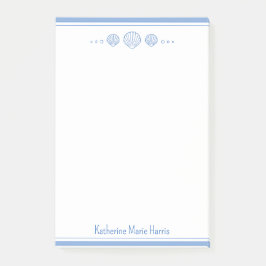 Coastal Blue and Scallop Seashells Personalized Post-it® Notes